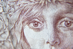 Woman on money