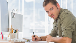 man at desk