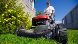 mowing the lawn