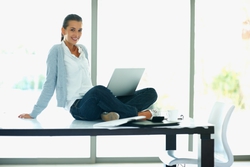 woman on desk