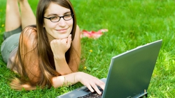 woman using laptop