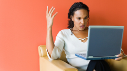 woman using laptop