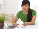 woman checking finances