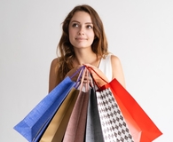 Woman trying to resist impulse buys