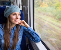 Woman taking unforgettable train ride