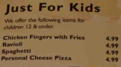 kids menu